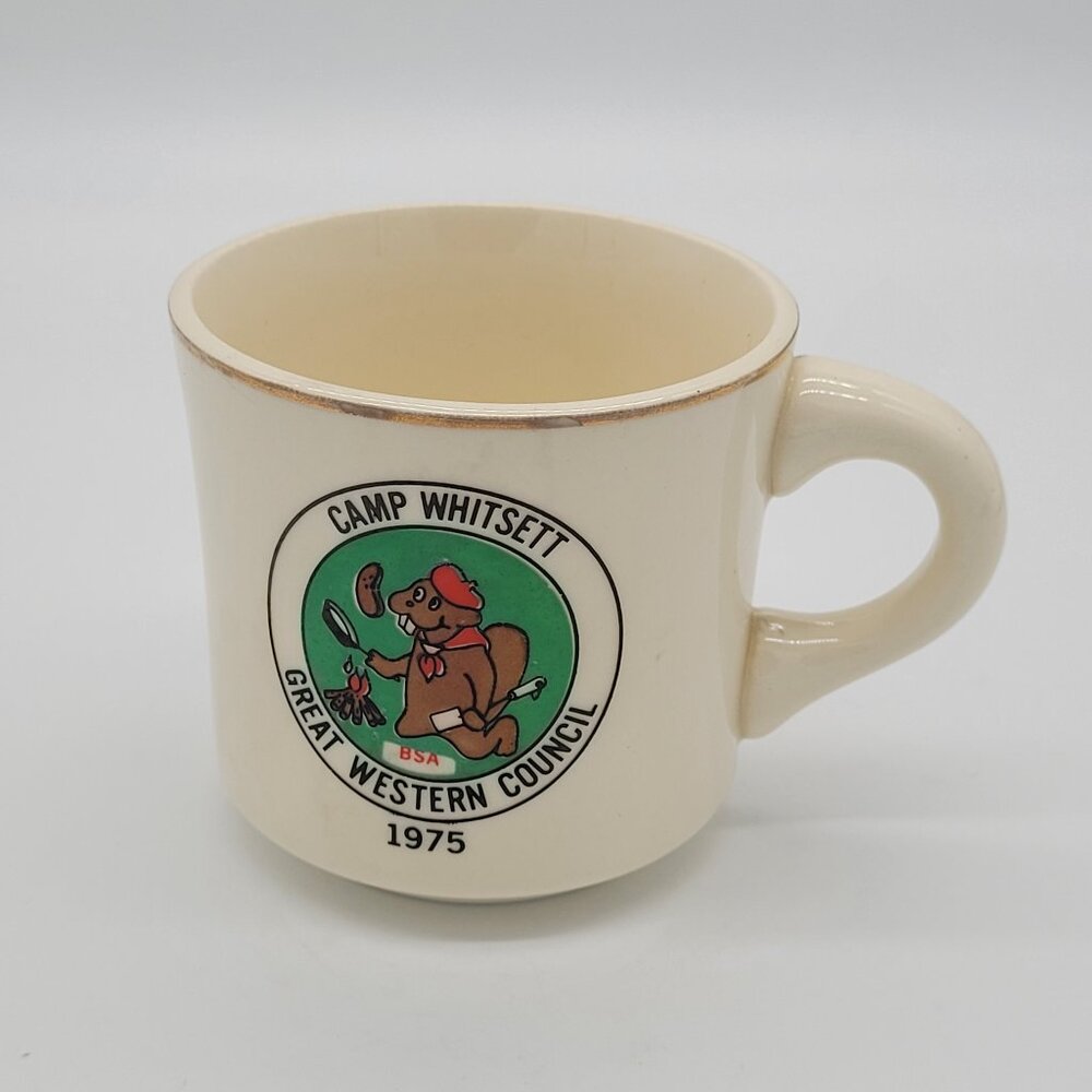 Boy Scouts of America Coffee Mug Camp Whitsett Great Western Council Beaver 1975